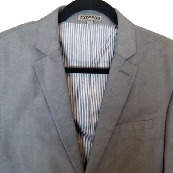 Express Mens 38S Light Blue Long Sleeves Slim Fit - Picture 2 of 9